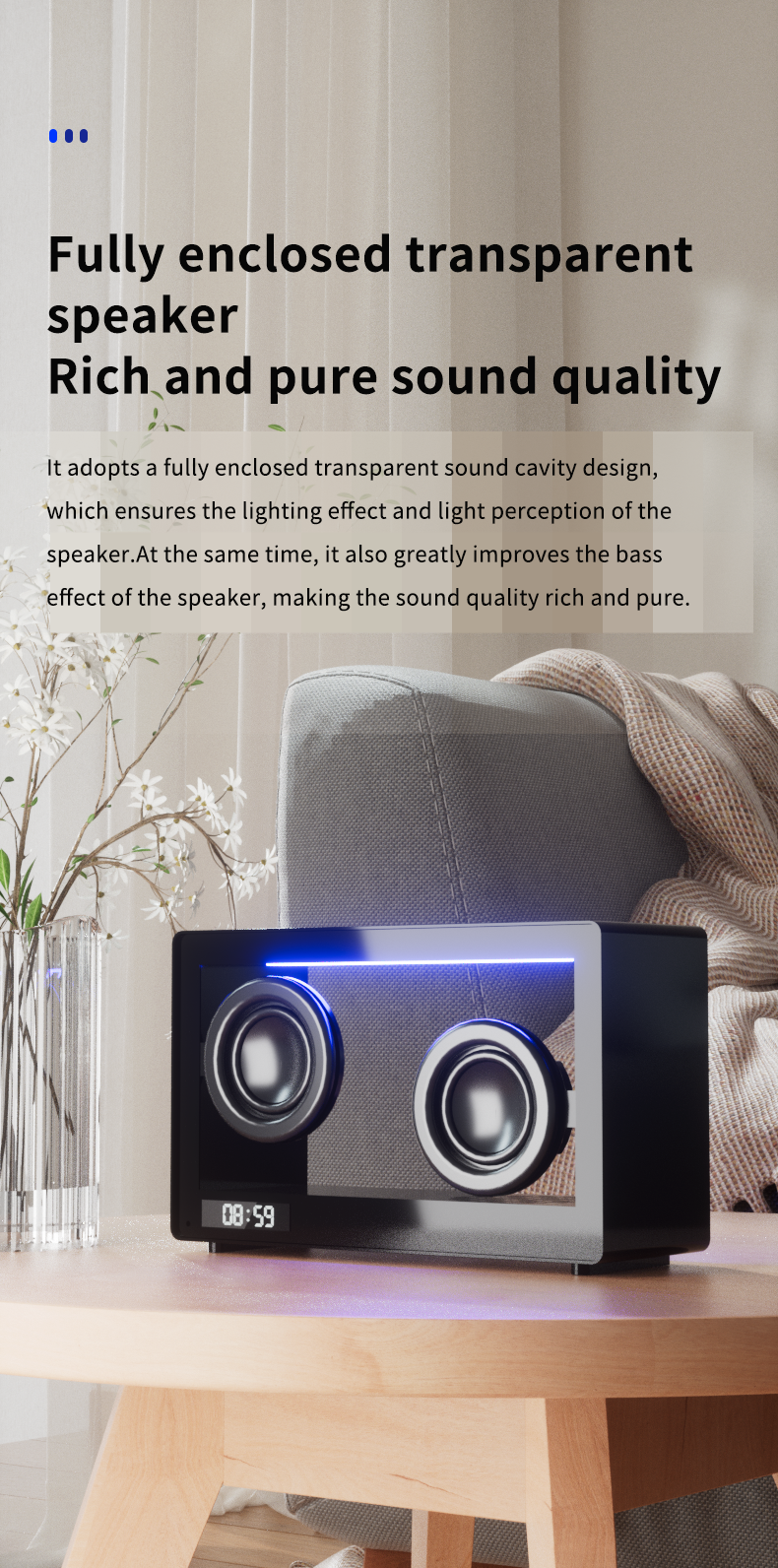M9-II-3D Unboxing Ghost Tech Bluetooth Mood Lamp - 16M Hypnotic Aurora Lights & Crystal Clear Clock, Palm-Sized Wireless Speaker for Bedside Zen Mode | Desk Therapy ASMR