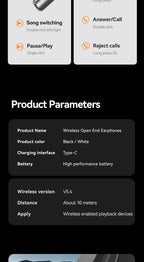 M113 AI-Powered Rotating Earbuds - Real-Time Translator & 50H Ultra-Long Playtime, Secure Ear-Hook for Gym/Running | Sweatproof Wireless Sport Headset