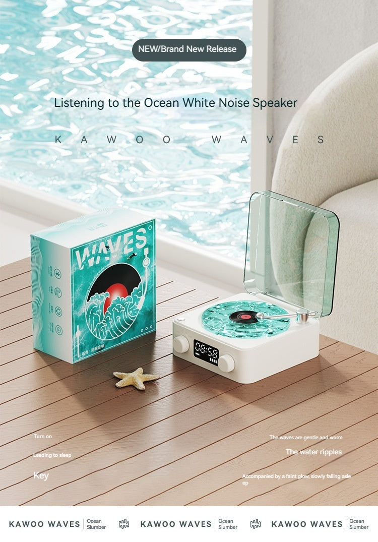 KW03-Neuroscience White Noise Speaker 2025 - Sunset Projection & Deep Soundscapes, Wireless Mini Sleep Sanctuary w/ Auto-Off Clock | Gender-Free Anxiety Relief Gift
