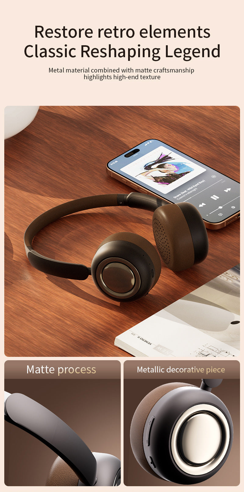 CR-28|ASMR Unboxing Cream Aesthetic Headphones - Dreamy Cloud Comfort™ & Glossy Finish, Advanced ANC 40H Playtime, Ultra-Lightweight for Yoga/Study Sessions