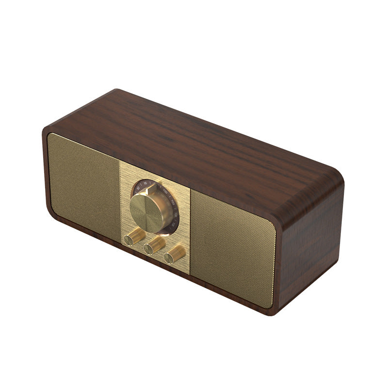 JY-82|Analog-Ready Desktop Speaker 2025 - Solid Walnut Boombox w/ Warm Vinyl-Style Sound, Vintage Bluetooth Decor for Study Sanctum & Shelfscape