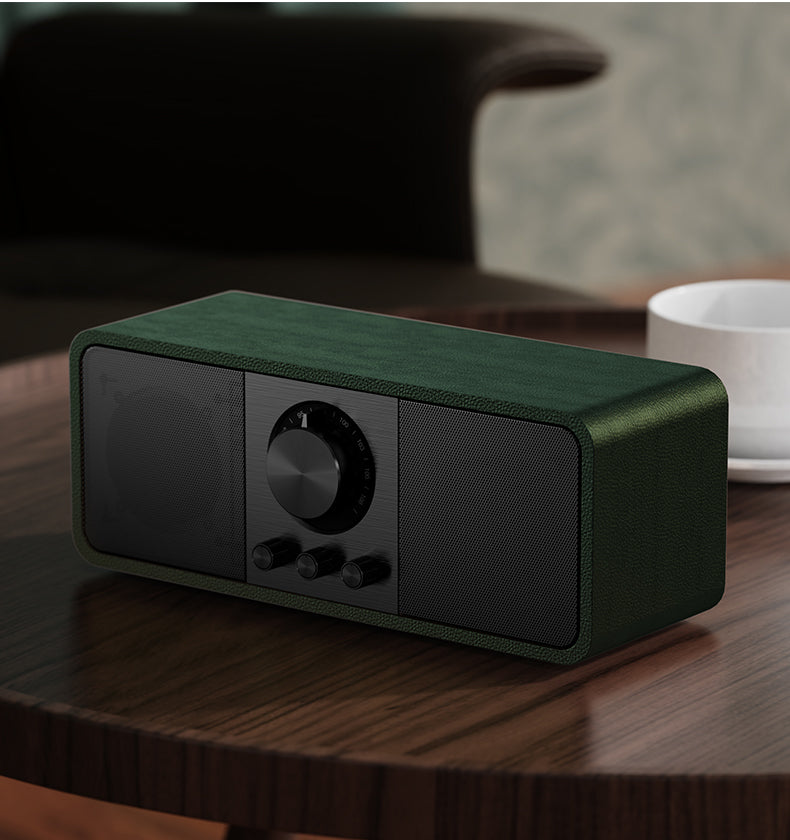 JY-82|Analog-Ready Desktop Speaker 2025 - Solid Walnut Boombox w/ Warm Vinyl-Style Sound, Vintage Bluetooth Decor for Study Sanctum & Shelfscape
