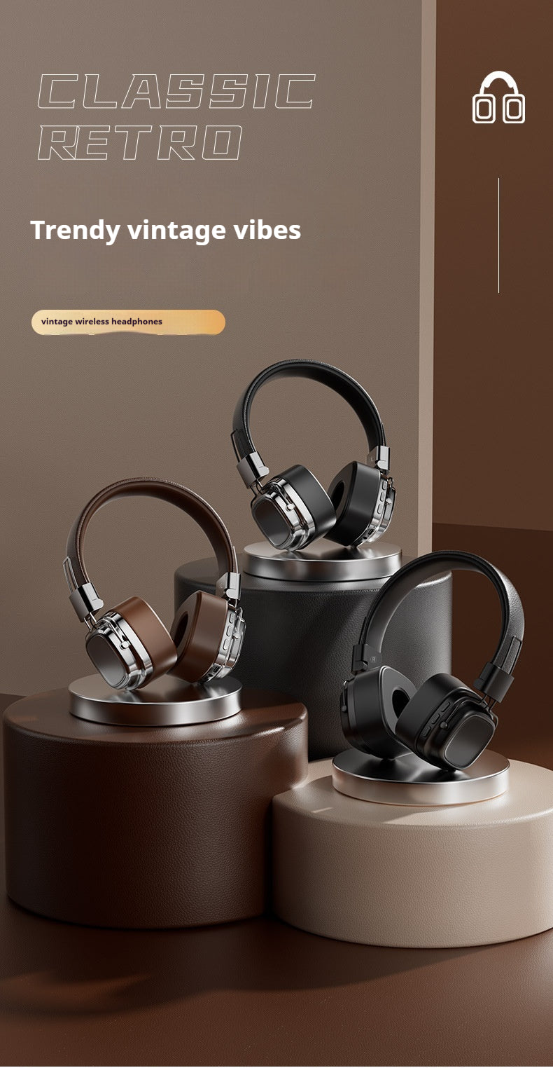CR8-Americana Revival On-Ear Headphones 2025 - Vintage Bass Boost & Seamless Bluetooth 5.3, Genuine Leather Retro Wireless for Drive-In Vibes | Commuter-Proof Multi-Device