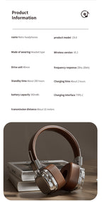 CR8-Americana Revival On-Ear Headphones 2025 - Vintage Bass Boost & Seamless Bluetooth 5.3, Genuine Leather Retro Wireless for Drive-In Vibes | Commuter-Proof Multi-Device