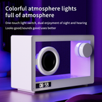 M9-II-3D Unboxing Ghost Tech Bluetooth Mood Lamp - 16M Hypnotic Aurora Lights & Crystal Clear Clock, Palm-Sized Wireless Speaker for Bedside Zen Mode | Desk Therapy ASMR