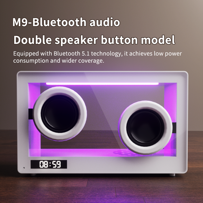 M9-II-3D Unboxing Ghost Tech Bluetooth Mood Lamp - 16M Hypnotic Aurora Lights & Crystal Clear Clock, Palm-Sized Wireless Speaker for Bedside Zen Mode | Desk Therapy ASMR