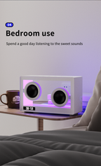 M9-II-3D Unboxing Ghost Tech Bluetooth Mood Lamp - 16M Hypnotic Aurora Lights & Crystal Clear Clock, Palm-Sized Wireless Speaker for Bedside Zen Mode | Desk Therapy ASMR