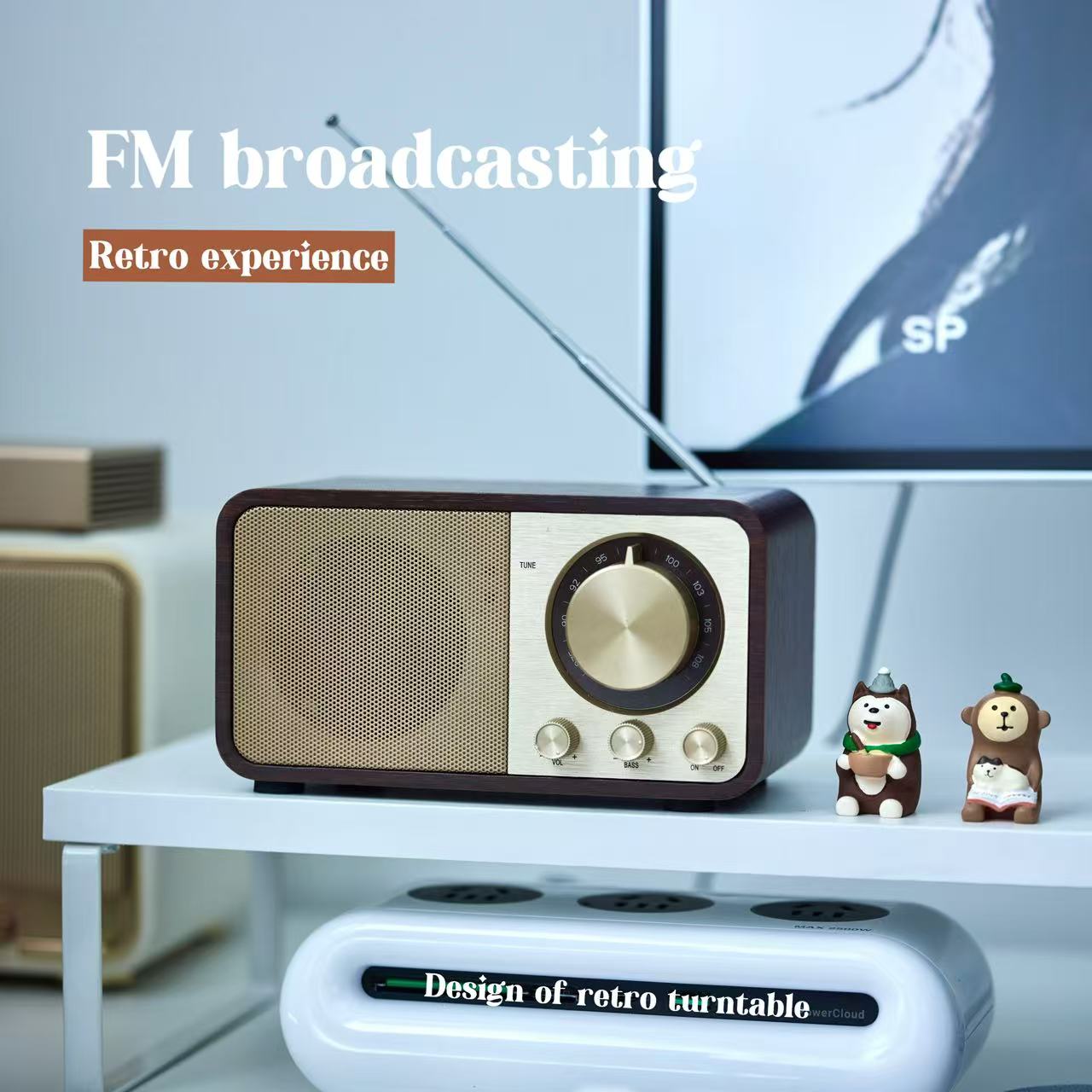 JY-66|Hand-Carved Walnut Bluetooth Boombox 2025 - Vintage Rich Acoustics & 20H Wanderlust Power, Portable Heritage Speaker for Cabin Core Escapes Audio Smartphone Bluetooth speaker