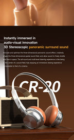 CR20|ASMR Unboxing Vintage Revival Headphones - Steampunk Chrome Accents & Modern Bluetooth 5.4, All-Day Battery Wireless Over-Ear, Dark Academic Fashion Statemen