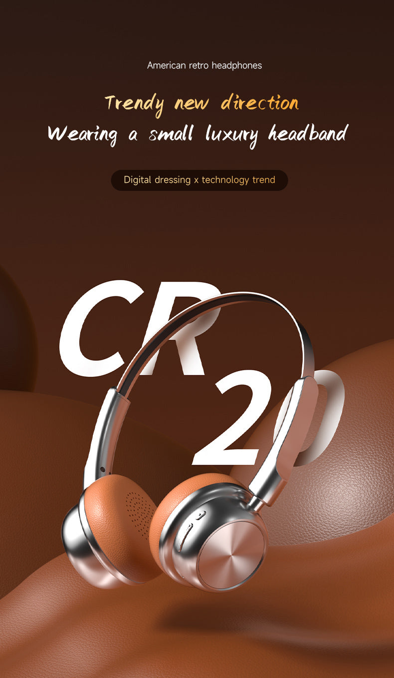 CR20|ASMR Unboxing Vintage Revival Headphones - Steampunk Chrome Accents & Modern Bluetooth 5.4, All-Day Battery Wireless Over-Ear, Dark Academic Fashion Statemen