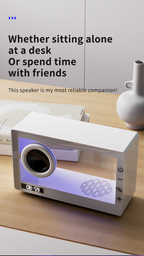 M9-II-3D Unboxing Ghost Tech Bluetooth Mood Lamp - 16M Hypnotic Aurora Lights & Crystal Clear Clock, Palm-Sized Wireless Speaker for Bedside Zen Mode | Desk Therapy ASMR