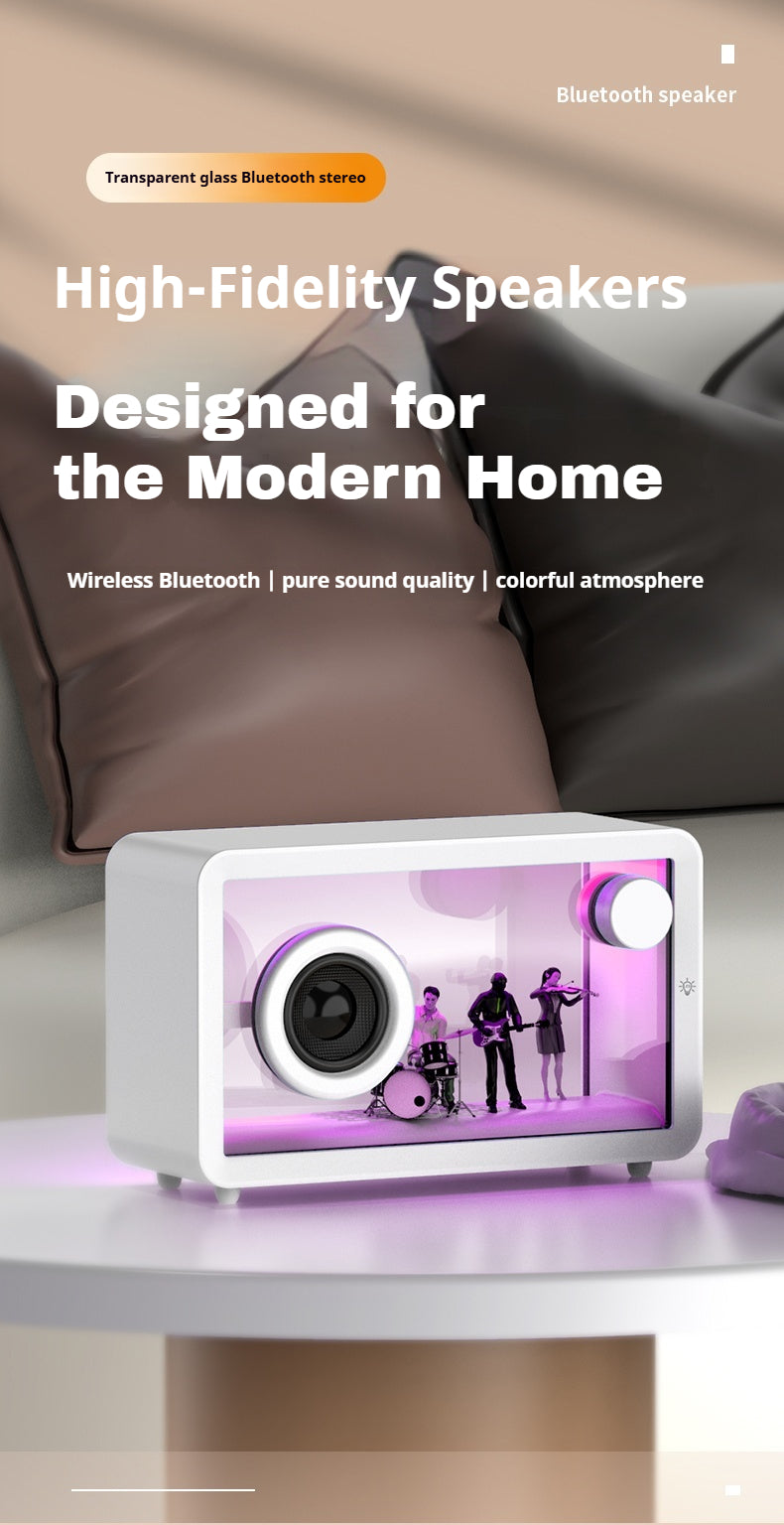 M8-3D Unboxing Ghost Tech Bluetooth Mood Lamp - 16M Hypnotic Aurora Lights & Crystal Clear Clock, Palm-Sized Wireless Speaker for Bedside Zen Mode | Desk Therapy ASMR