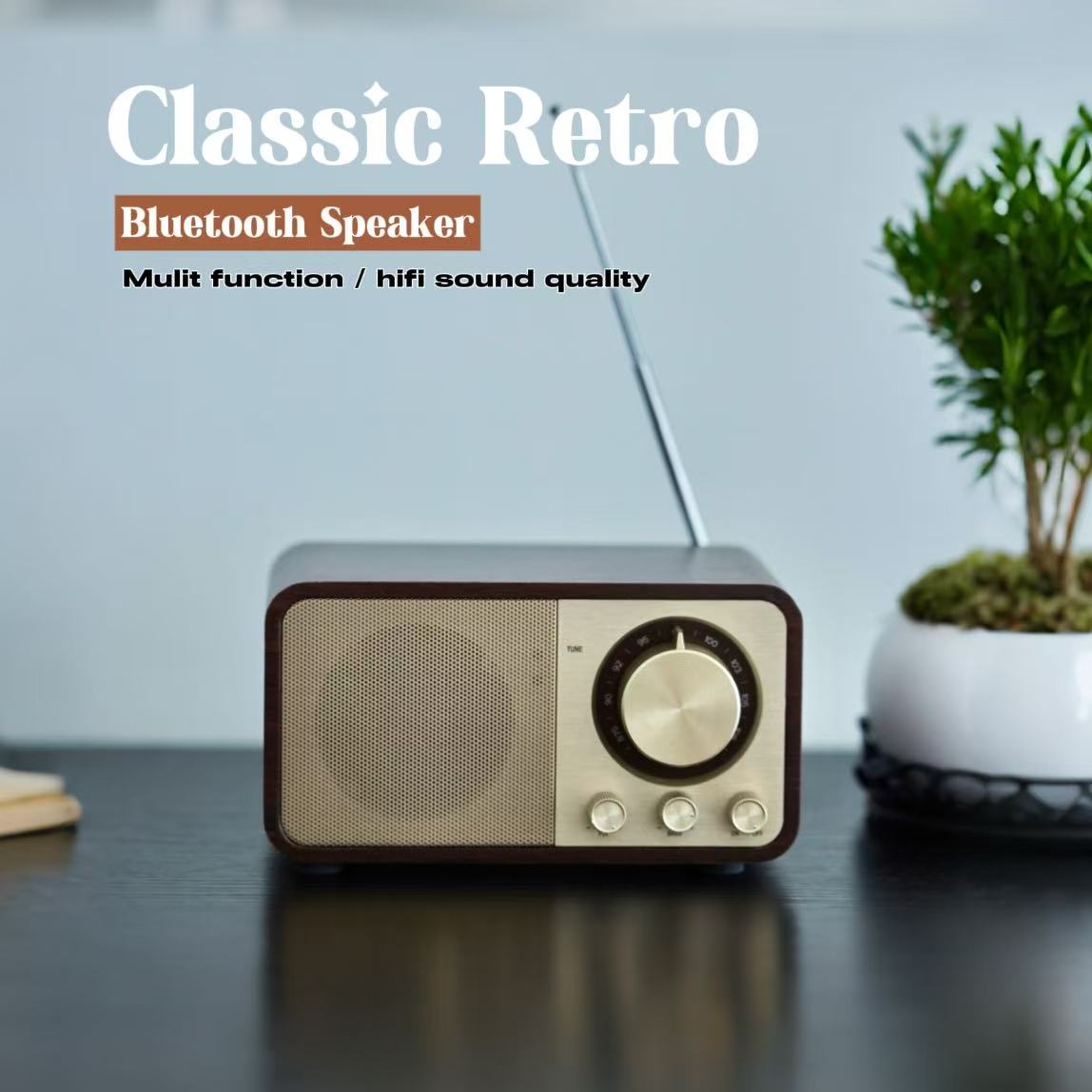 JY-66|Hand-Carved Walnut Bluetooth Boombox 2025 - Vintage Rich Acoustics & 20H Wanderlust Power, Portable Heritage Speaker for Cabin Core Escapes Audio Smartphone Bluetooth speaker