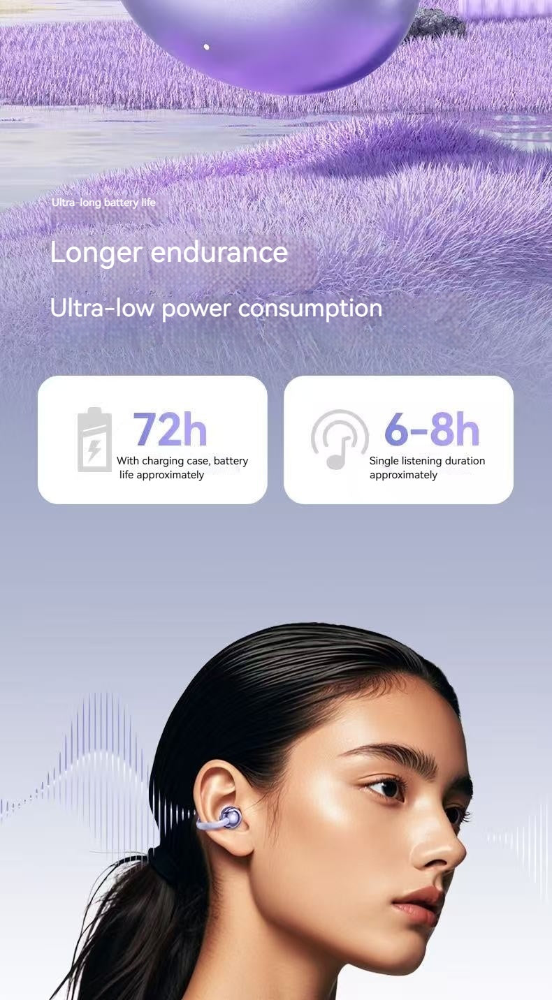 M91-Trail-Ready Clip Earphones 2025 - Multilingual Translator and Open-Air HD Sound, 50H Hiking-Proof Battery | Run Commute Essential