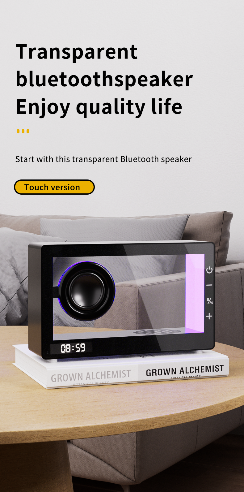 M9-II-3D Unboxing Ghost Tech Bluetooth Mood Lamp - 16M Hypnotic Aurora Lights & Crystal Clear Clock, Palm-Sized Wireless Speaker for Bedside Zen Mode | Desk Therapy ASMR