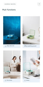 KW03-Neuroscience White Noise Speaker 2025 - Sunset Projection & Deep Soundscapes, Wireless Mini Sleep Sanctuary w/ Auto-Off Clock | Gender-Free Anxiety Relief Gift