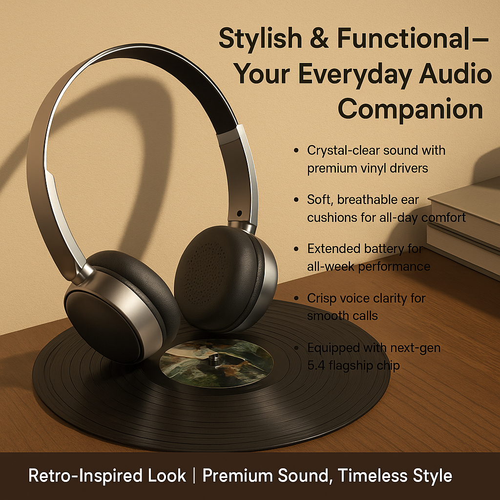 CR20|ASMR Unboxing Vintage Revival Headphones - Steampunk Chrome Accents & Modern Bluetooth 5.4, All-Day Battery Wireless Over-Ear, Dark Academic Fashion Statemen
