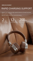 CR8-Americana Revival On-Ear Headphones 2025 - Vintage Bass Boost & Seamless Bluetooth 5.3, Genuine Leather Retro Wireless for Drive-In Vibes | Commuter-Proof Multi-Device