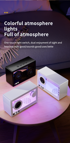 M9-II-3D Unboxing Ghost Tech Bluetooth Mood Lamp - 16M Hypnotic Aurora Lights & Crystal Clear Clock, Palm-Sized Wireless Speaker for Bedside Zen Mode | Desk Therapy ASMR